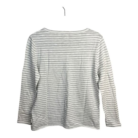 UNTUCKit Long‎ Sleeve Wide Collar Blouse in Black and White Stripe Size M NWT - Picture 3 of 6